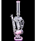 The Tetra - High Point Glass - 18" Barrel Perc And Quad Honeycomb Bong - Milk Pink