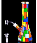 The Kinder - 10" Quilted Stitched Design Pattern Colorful Bong/Dab Rig