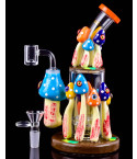 The Wonderland - Atomic Glass - 9" Glow in The Dark Colorful Mushroom Bong - Aqua