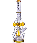 The Amazonian Trophy - LOOKAH PLATINUM SERIES - 19" SMOKING BONG WITH 4 CIRCULAR CHAMBER RECYCLER AND SPRINKLER MUSHROOM PERC - Amber