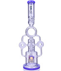 SMOKENATOR - LOOKAH PLATINUM DESIGN SERIES BONG - 20" PLATINUM DONUT RECYCLER BONG WITH SPIRAL PERCS -Milk Purple 