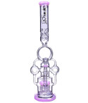 SMOKENATOR - LOOKAH PLATINUM DESIGN SERIES BONG - 20" PLATINUM DONUT RECYCLER BONG WITH SPIRAL PERCS - Milky Pink