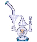 Smoke Artillery - Lookah® - 13" Barrel Spiral Cone Recycler Bent Neck Bong - Teal