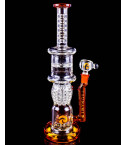 Tsunami Glass - Double Perc Grenade Bong - Amber