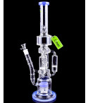 The Rarest - Clover Glass - 20" Triple Chamber Bong with Cyclone Perc - Milky Blue