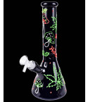 420 Leaf and Shroom Glow In Dark Glass Beaker Bong