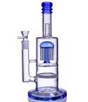 The Skyline - Chill Glass - 12" Tree Perc to Honeycomb Perc Bong