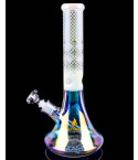 Stereo Night - 13" Chameleon Sandblasted Beaker Base Bong - White