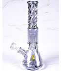 Atomic Glass - 14" Thick Tornado Tree Perc Beaker Bong - Gunmetal