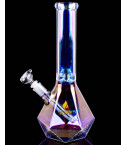 Atomic Glass - 14" Diamond Beaker Base Chameleon Bong - Rainbow Iridescent 