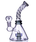 The Cyclone - 7" Twisted Neck Matrix Beaker Bong Water Pipe - Ash Black