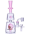 Devilish Skull - Chill Glass 9" Matrix Perc Bong - Pink