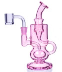 Smoke Scooper - Barrel Shaped Hourglass Recycler Dab Rig - Pink