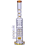 Trident Frost - Clover Glass - 20" Triple Barrel Bong - Amber