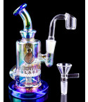 The Kaleidoscope by Atomic Glass - Barrel Shaped Iridescent Recycler Dab Rig