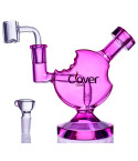 Smoke Snack - Clover Glass - 5" Cookie Bite Bong/Dab Rig - Pink