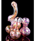 Smoke Triplets - 6" Triple Chamber Golden Fumed Side By Side Bubbler - Fumed Iridescent 
