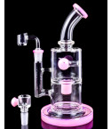 The Primalistic - 9" Showerhead Perc Bong/Dab Rig -Pink