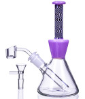 The Hypnotic Swirl - 8" Wig Wag Beaker Base Bong/Dab Rig - Purple