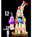 The Wonderland - Atomic Glass - 9" Glow in The Dark Colorful Mushroom Bong - Purple