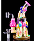 The Wonderland - Atomic Glass - 9" Glow in The Dark Colorful Mushroom Bong - Pink