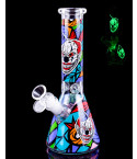 The Harlequin - 10" Clown Beaker Bong Glow In The Dark