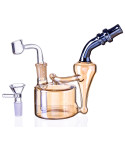 7" Golden Fumed Recycler Dab Rig with Bowl and Banger - Titled Neck