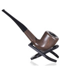 6" Smooth Briar wooden pipe With Straight Stem - Dark Pecan