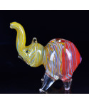 Elephant Animal Glass pipe - Striped Hot Rasta Colors 