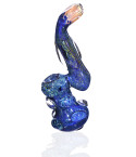 6" Deep Blue Fritter Bubbler - Golden Fumed Tip