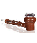 5" Wooden pipe with glass bowl and glass Mouth piece