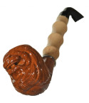 8" Churchwarden Bent End Pipe -  Carved Lion 