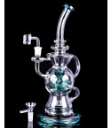 Crystal Casecade - 3 Arm Faberge Showerhead Recycler Bong/Dab Rig - Teal