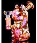 Purrfect Prism  - Amber Electroplated iridescent Shiny Mini Bong 