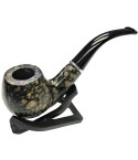 5.75″ Durable Spotted beige Wood Pipe w/ Pouch & Stand 