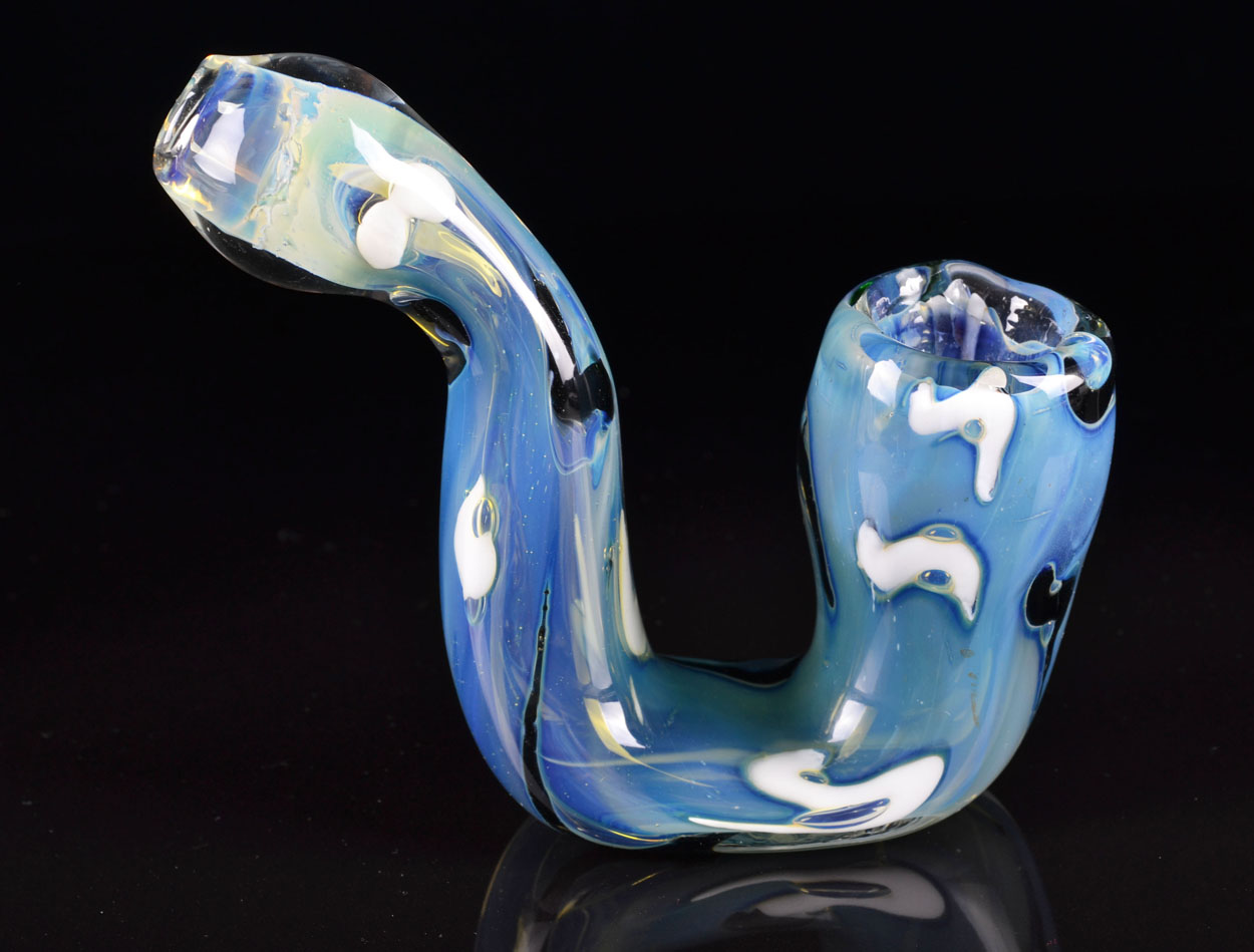 5/" Sky Blue Aqua Sherlock 24KT Silver Fumed Glass Pipes Girly Smoking Bowl *USA*